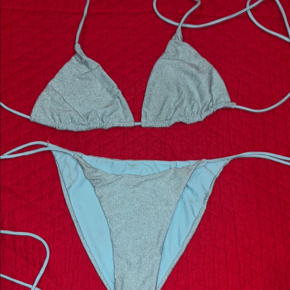 Light Blue Shimmer Bikini Set